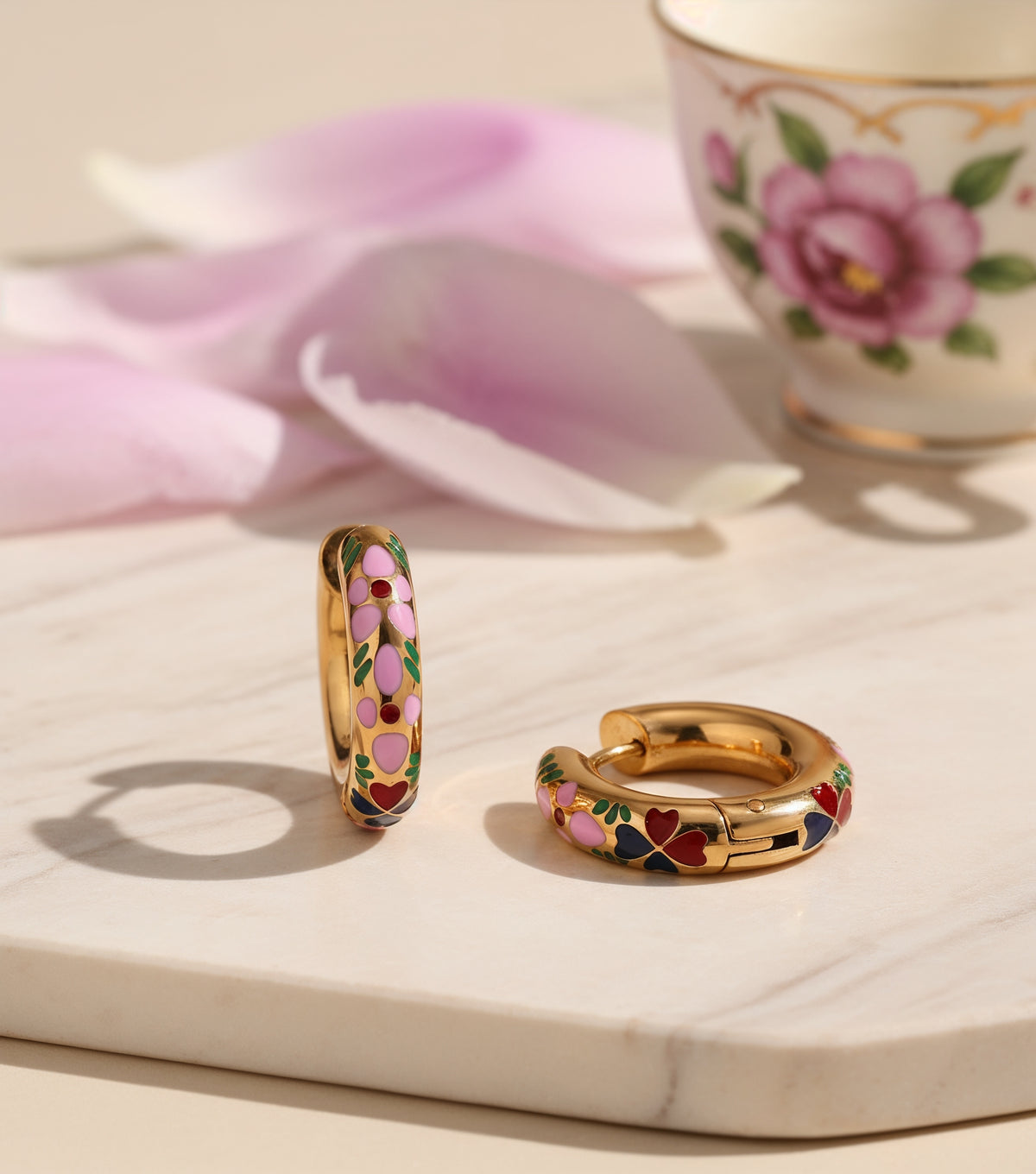 Floral Hoop Earrings