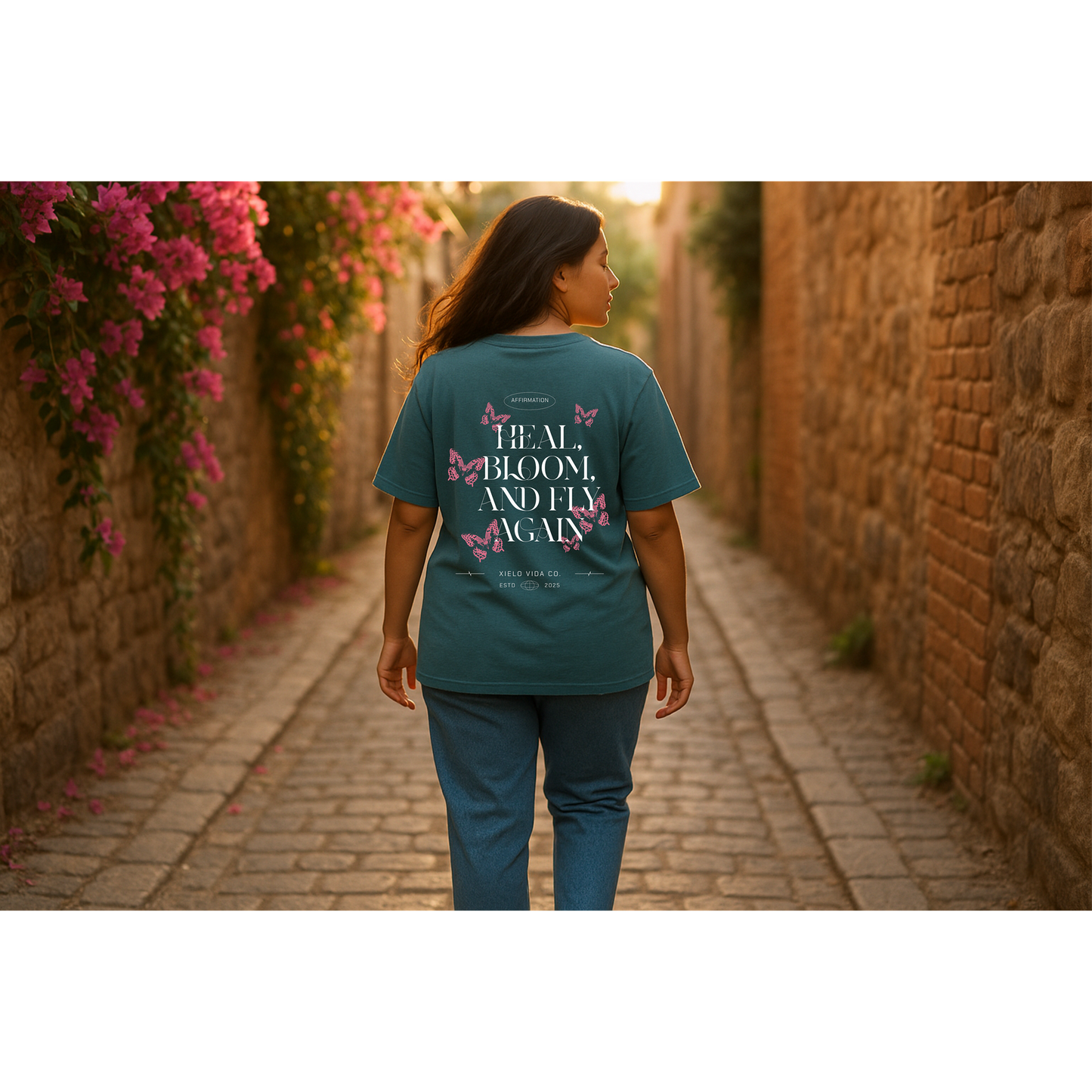 Heal, Bloom, and Fly Again — Women’s Organic Cotton Tee for Self-Growth